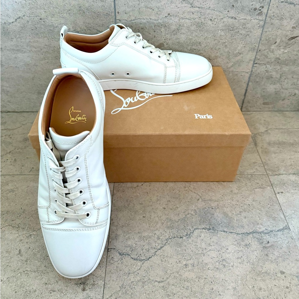 Men's Christian Louboutin White Leather Shoe Louis Junior Size 43.5